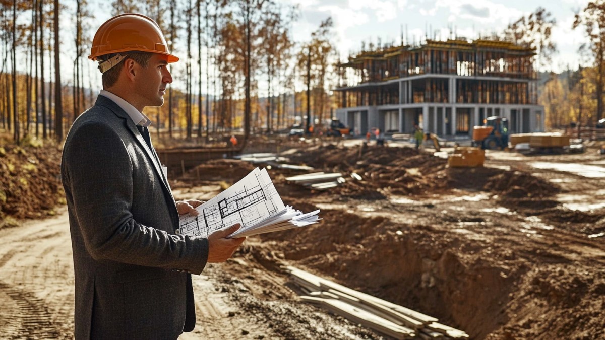 Homme supervisant un chantier