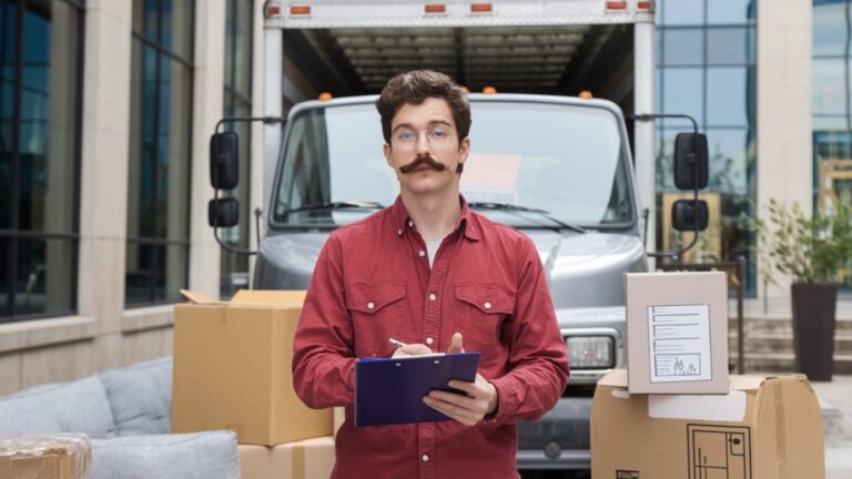 Responsable devant camion