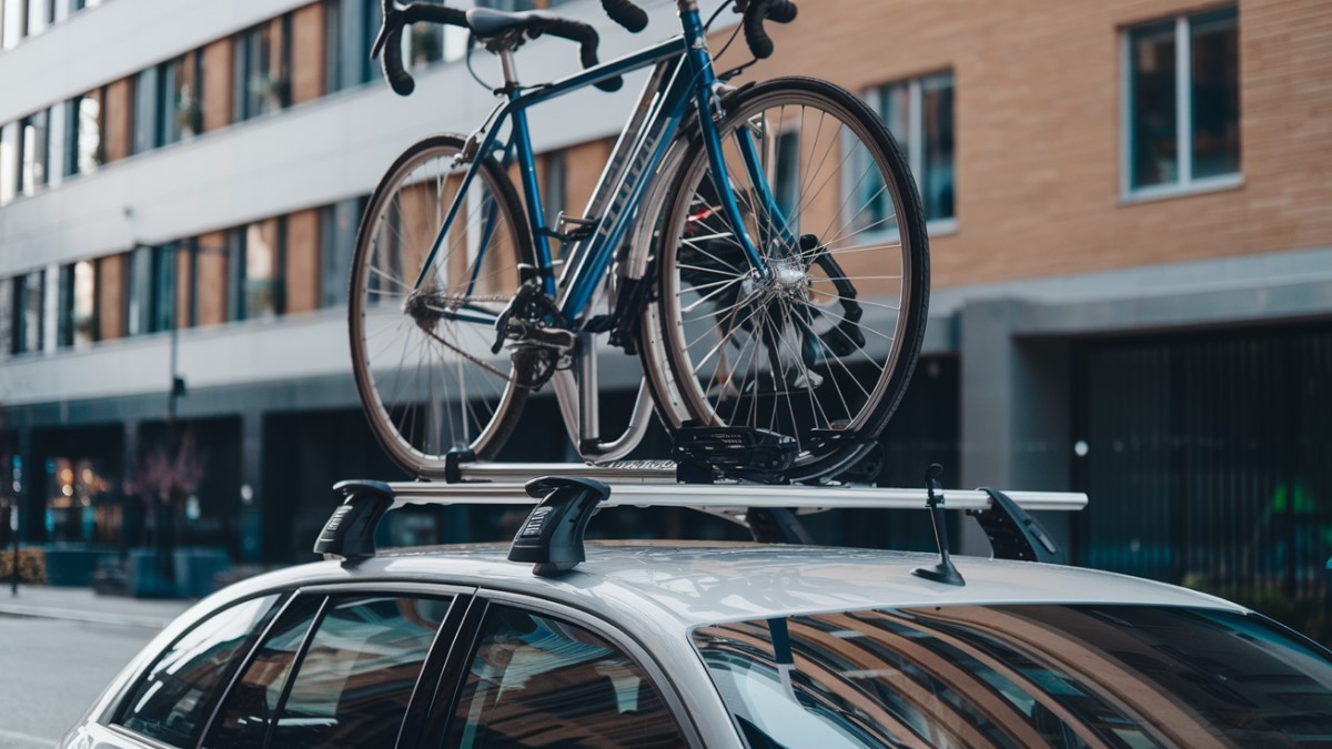 Vélo fixé sur toit