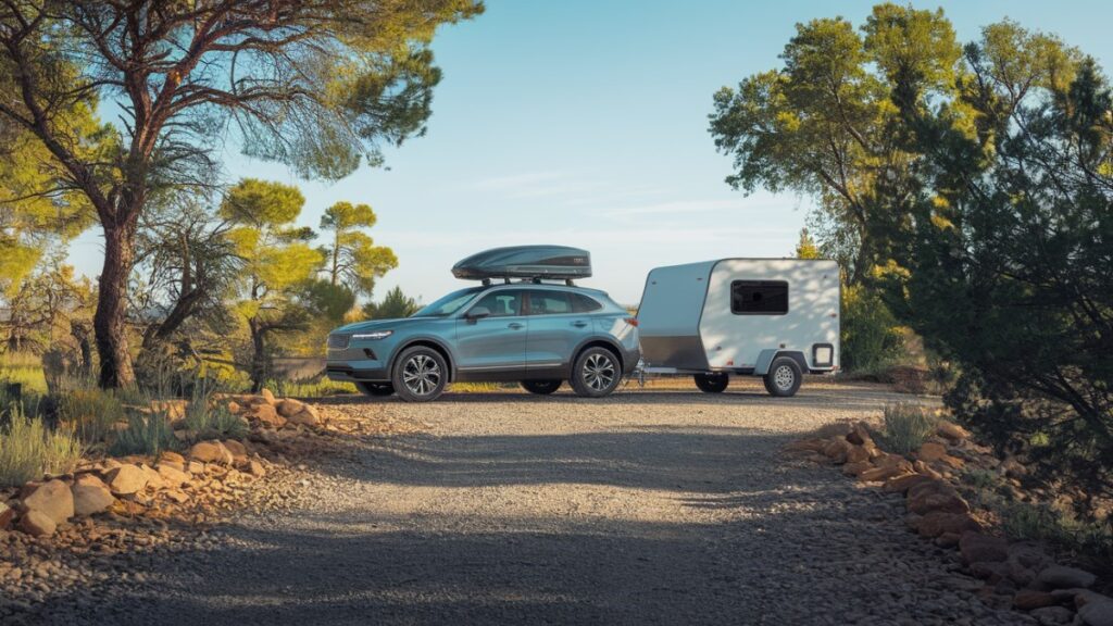 Véhicule et caravane en nature