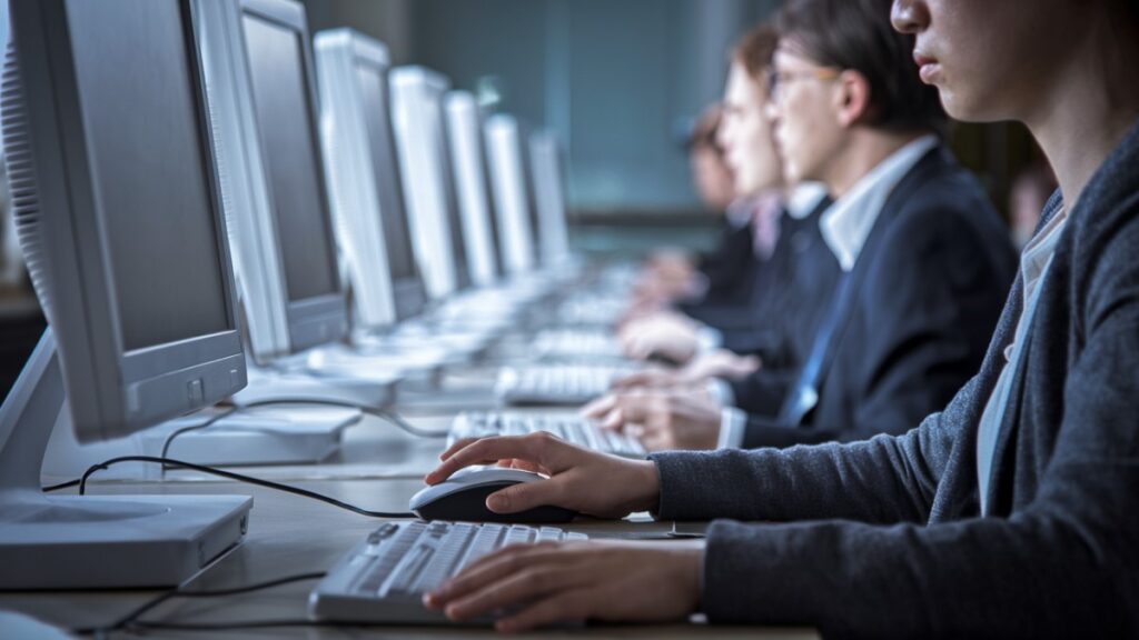 Candidats concentrés sur ordinateurs