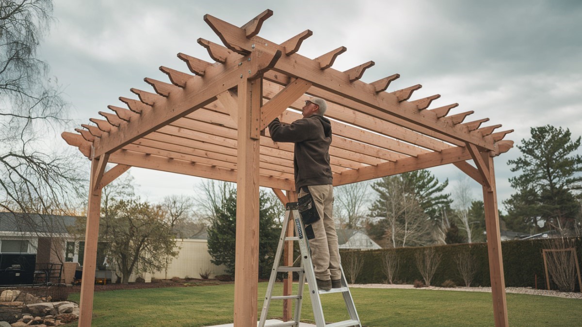 Montage pergola jardin bois