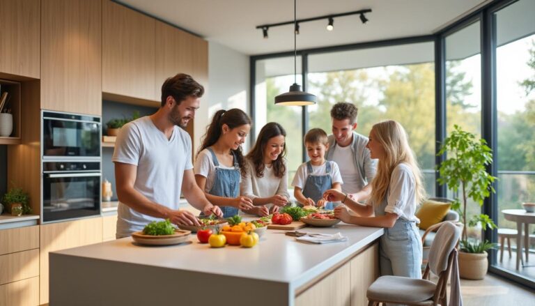 découvrez comment la cuisine ouverte transforme l'habitat moderne en un espace convivial, favorisant les échanges et les moments partagés en famille.