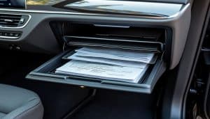 découvrez notre boîte à gants, un espace de rangement sécurisé pour tous vos documents auto, alliant praticité et protection.