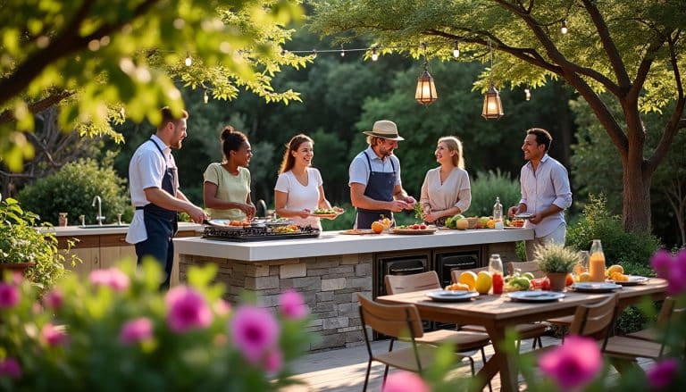 découvrez comment une cuisine d'été transforme votre jardin en un espace convivial et chaleureux pour partager des moments inoubliables en famille et entre amis.
