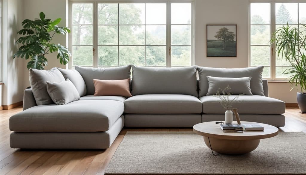 découvrez le canapé modulable qui s'adapte parfaitement à la forme de votre salon, alliant confort, design et flexibilité pour un espace de vie personnalisé.