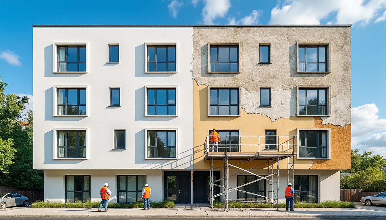 le ravalement de façade protège et valorise votre bien immobilier en assurant sa durabilité et son esthétique.