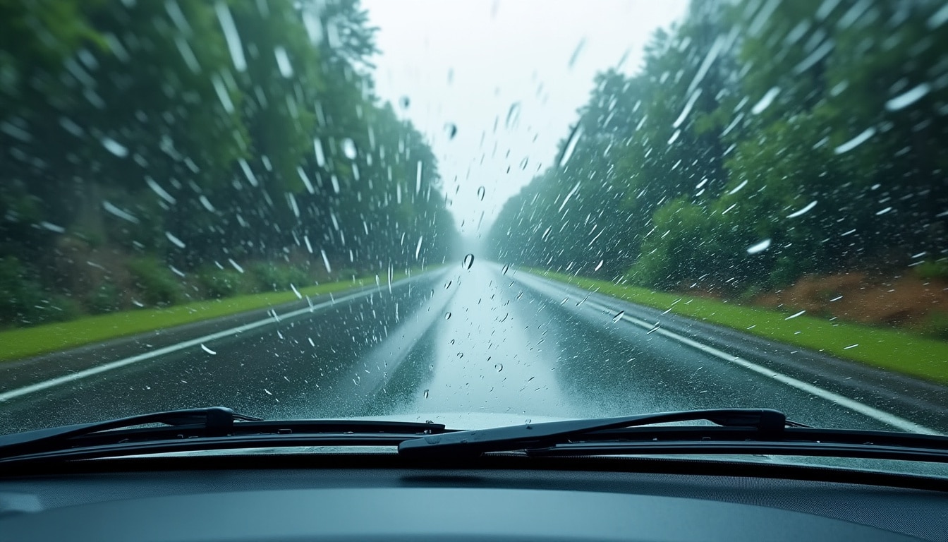 découvrez comment l’essuie-glace assure une visibilité optimale même sous une forte pluie pour une conduite en toute sécurité.